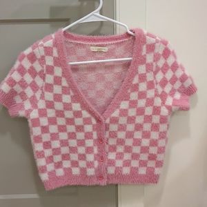 Pink la hearts sweater vest, size medium
